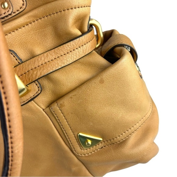 B. MAKOWSKY EDEN CAMEL TAN PEBBLED LEATHER SLOUCHY OVERSIZED SHOPPER TOTE BAG - Picture 10 of 15